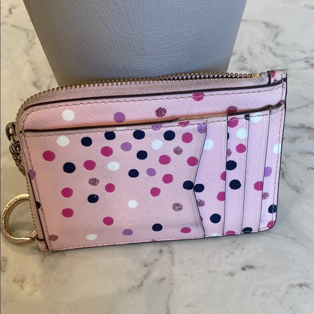 Kate Spade Pink Polka Dot Wallet card and coin wallet. - Picture 3 of 8